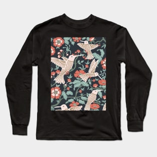 Hummingbirds in Floral Garden Long Sleeve T-Shirt